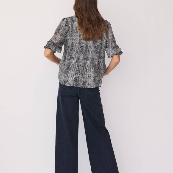 Mango Printed pleated blouse - Size 4 - Picture 9 of 16